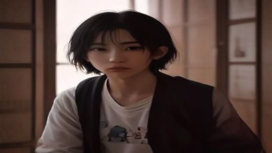 平板电脑屏幕上展示同人漫画阅读界面，背景是温暖的室内光线，用户正在浏览同人动漫网站内容